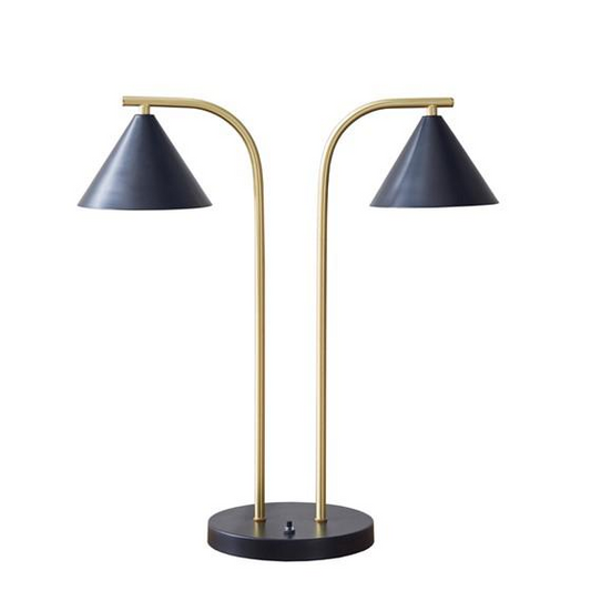 INK+IVY Bower Table Lamp - Two-Tone Black and Gold Mid-Century Design