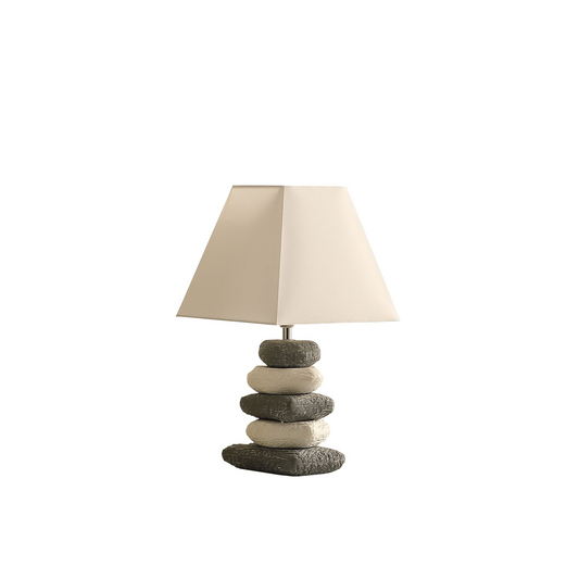 18" Gray Bedside Table Lamp With Off White Empire Shade - Ambient Lighting for Bedroom