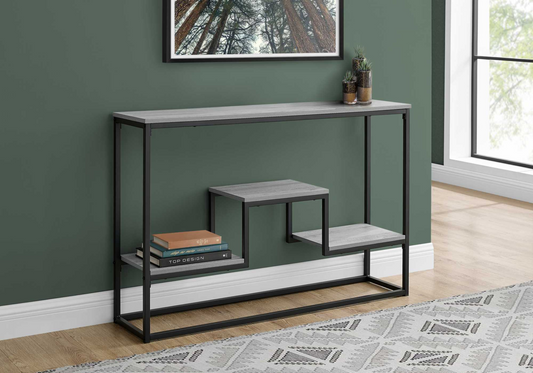 48" Gray and Black Frame Console Table with Storage - Stylish and Practical