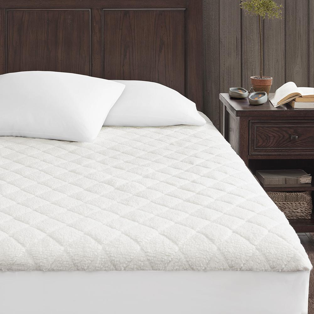 100% Polyester Knitted Sherpa Heated Mattress Pad,WR55-1781