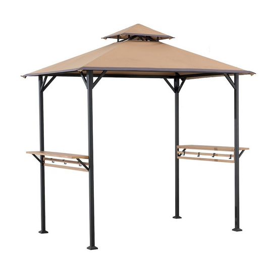 Sunjoy 5 ft x 8 ft Arbrook Grill Gazebo - Weather-Resistant Canopy and Built-in Shelves for Ultimate Grilling Experience