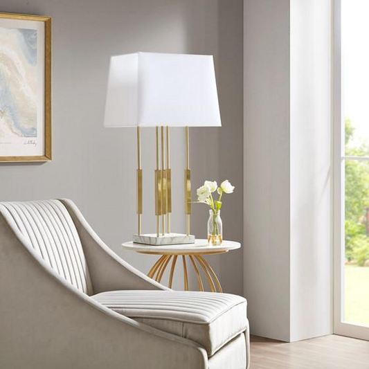Doyer Table Lamp Gold 17"x11"x31" - Modern Artistry, Elegant Design