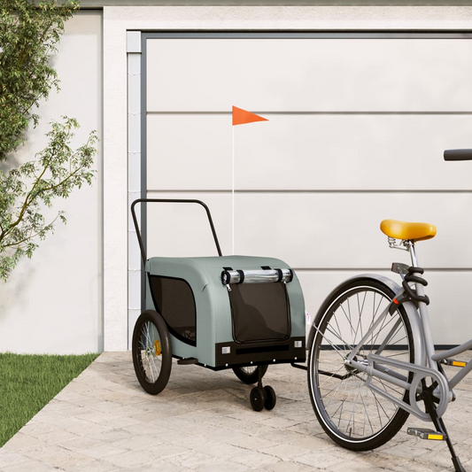 vidaXL Pet Bike Trailer - Gray and Black Oxford Fabric and Iron | Comfortable and Durable