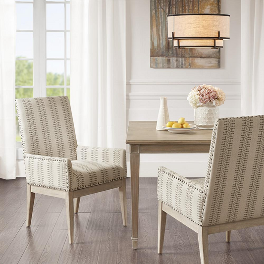 Rika Arm Dining Chair (Set of 2) | Farmhouse Style | Natural Upholstery - Enhance Your Dining Experience